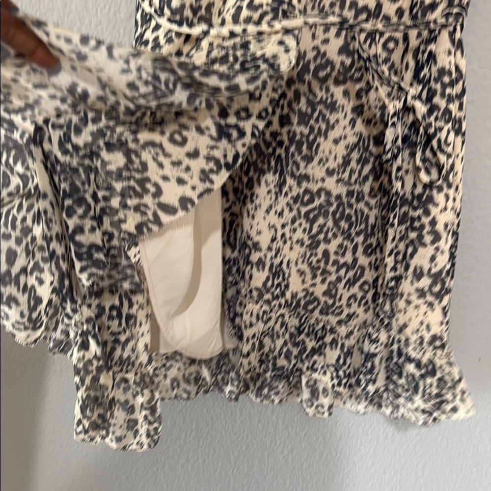All Saints Priya patch animal print Ruffled Wrap Mini Dress Sz small S - Picture 7 of 12